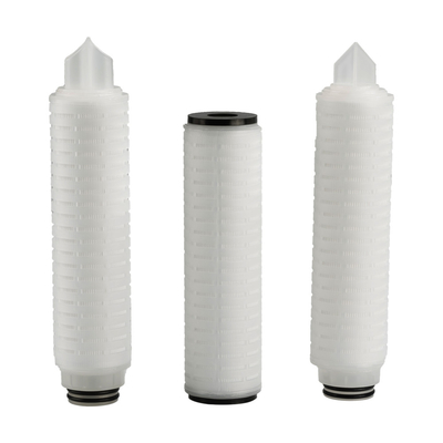 0.45um PP فلتر pleated با Polypropylene Caps پایان اندازه منافذ 0.1um-60um حداکثر دمای 82 °C